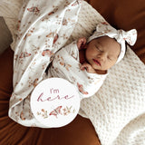 Snuggle Hunny- Butterfly Organic Jersey Wrap & Topknot Set