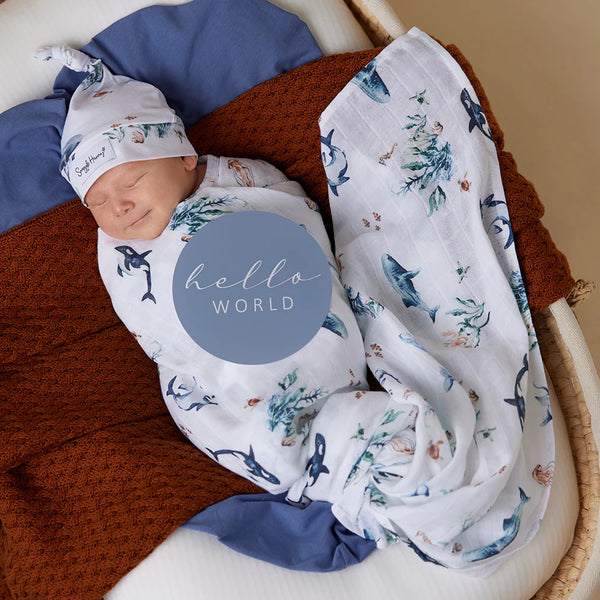 Snuggle Hunny -Ocean Organic Muslin Wrap