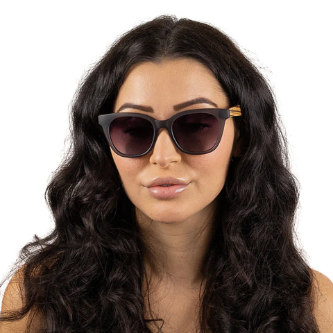 LILA GRACE CHARCOAL GREY l Black Gradient Lens l Walnut Arms