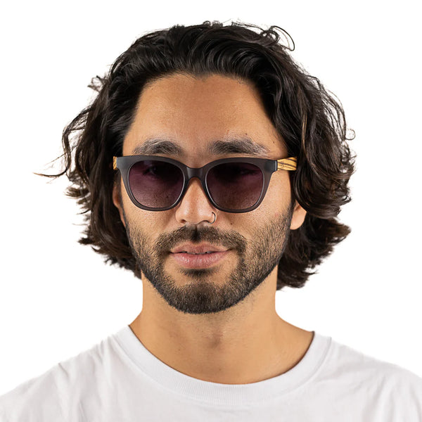 LILA GRACE CHARCOAL GREY l Black Gradient Lens l Walnut Arms