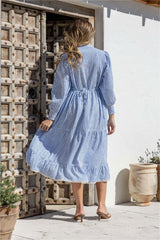 Striped dress with Embroidery