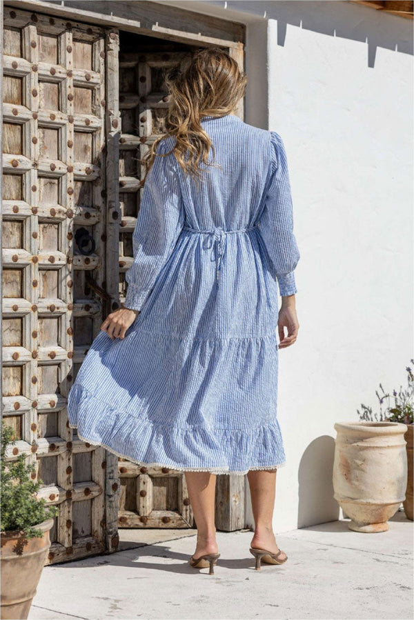 Striped dress with Embroidery