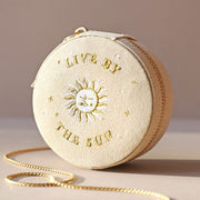 Lisa Angel- Sun and Moon Embroidered Round Jewellery Case in Beige