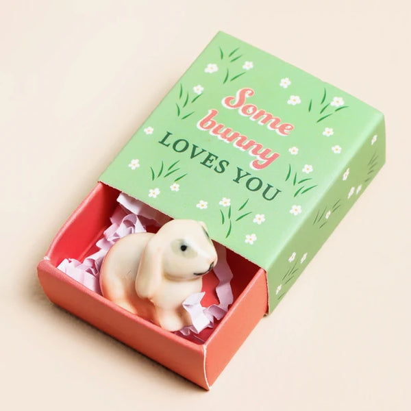 Tiny Matchbox Ceramic Bunny Token