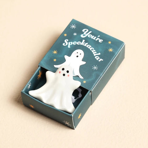 Tiny Matchbox Ceramic Ghost Token