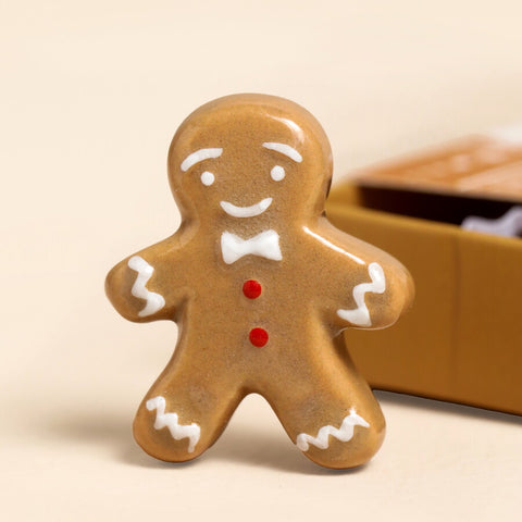 Tiny Matchbox Ceramic Gingerbread Man Token