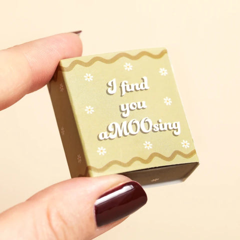 Tiny Matchbox Ceramic Highland Cow Token