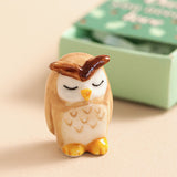 Lisa Angel-Tiny Matchbox Ceramic Owl Token