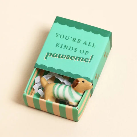 Lisa Angel-Tiny Matchbox Ceramic  Sausage Dog Token