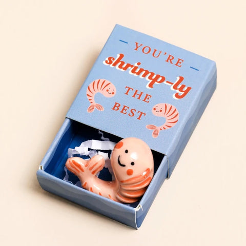 Tiny Matchbox Ceramic  Shrimp Token