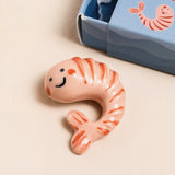 Tiny Matchbox Ceramic  Shrimp Token