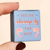 Tiny Matchbox Ceramic  Shrimp Token