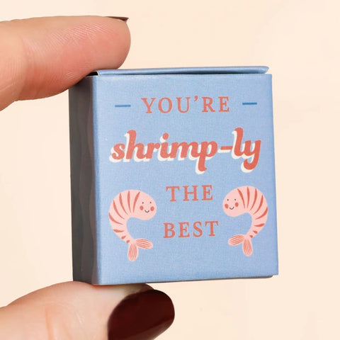 Tiny Matchbox Ceramic  Shrimp Token