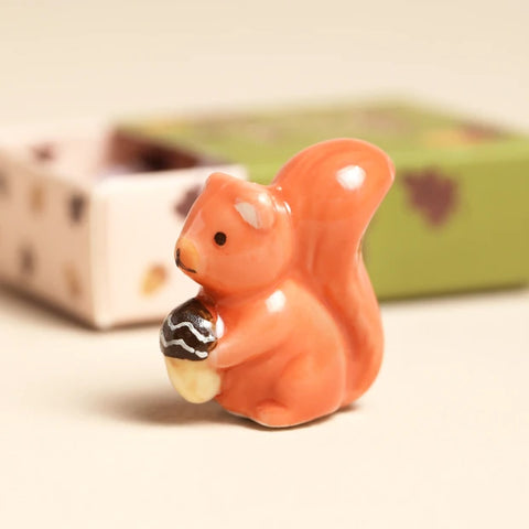 Tiny Matchbox Ceramic Squirrel Token