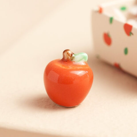 Tiny Matchbox Ceramic Apple Teacher Token