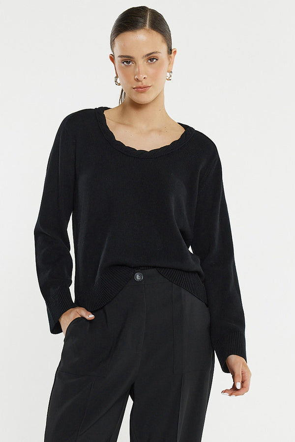 Roe Braided Neck Knit Black