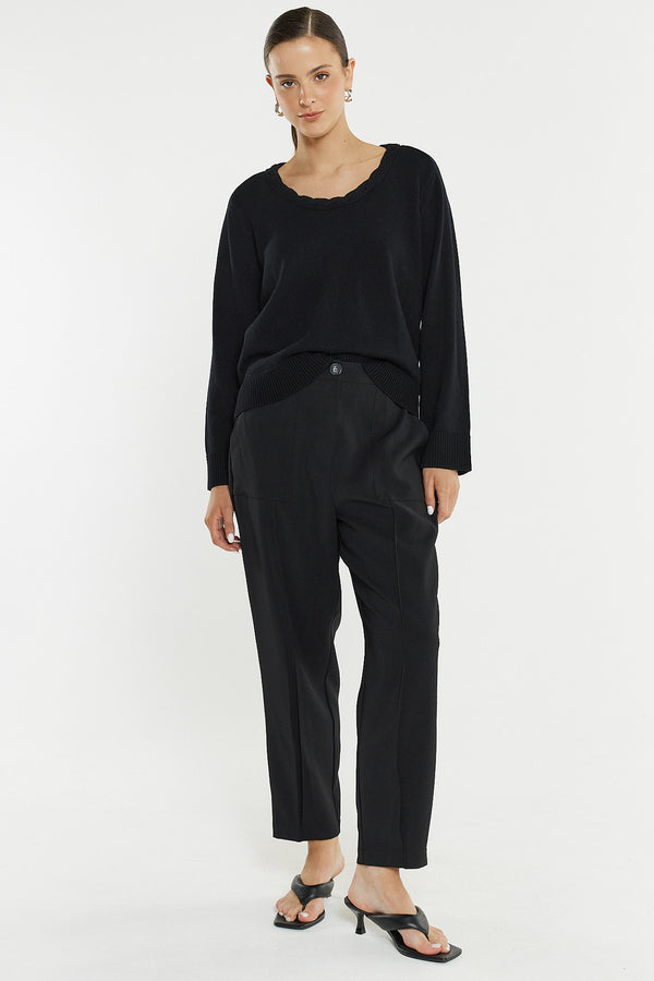 Roe Braided Neck Knit Black