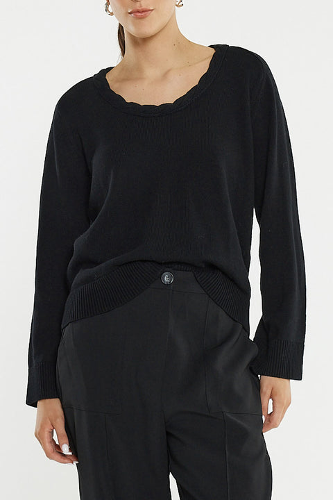 Roe Braided Neck Knit Black
