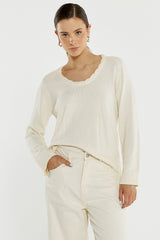 Roe Braided Neck Knit Cream