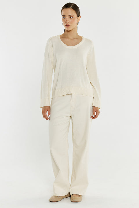 Roe Braided Neck Knit Cream
