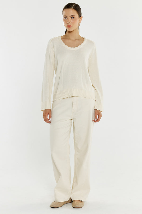 Roe Braided Neck Knit Cream