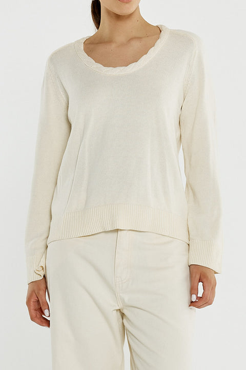 Roe Braided Neck Knit Cream