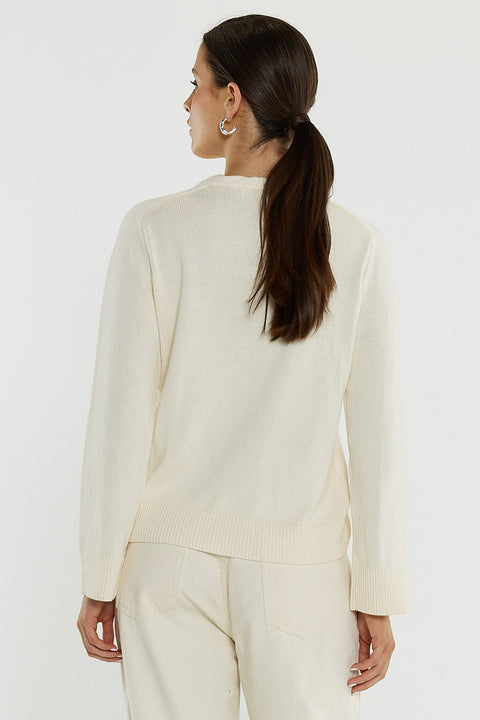 Roe Braided Neck Knit Cream