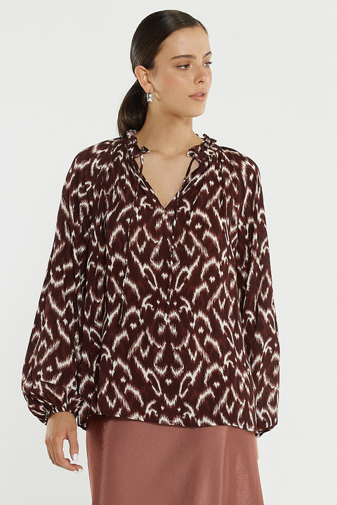 Willow Tie Front Blouse Ikat