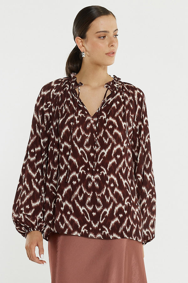 Willow Tie Front Blouse Ikat