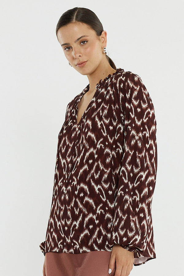 Willow Tie Front Blouse Ikat