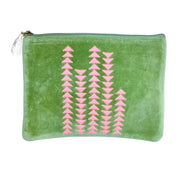 Zoda Green with pink arrows velvet Clutch Bag