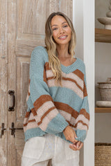 Sorrento Striped Jumper Duck Egg