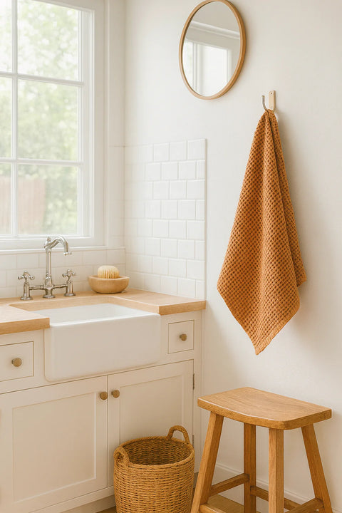 Rustic Waffle Standard Tea/Hand Towel - Rust