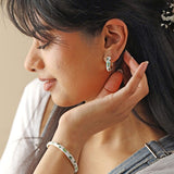 Lisa Angel- White Cloisonné Hoop Earrings in Gold