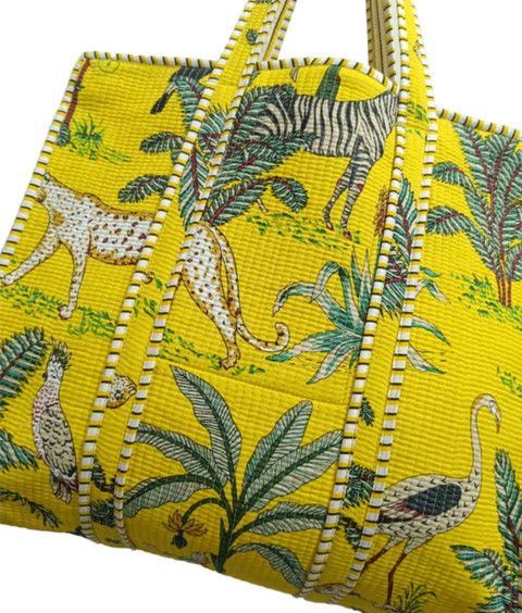 Cotton Tote Bag Yellow Jungle