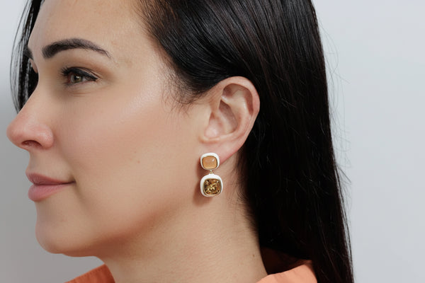 Edith Enamel Earrings Brown