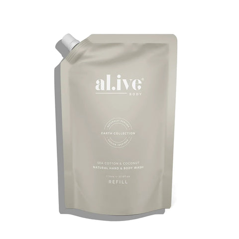 al.ive body- 1 LTR WASH REFILL - SEA COTTON & COCONUT