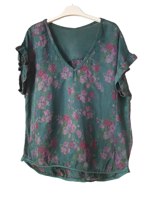 Floral Italian Linen Tee