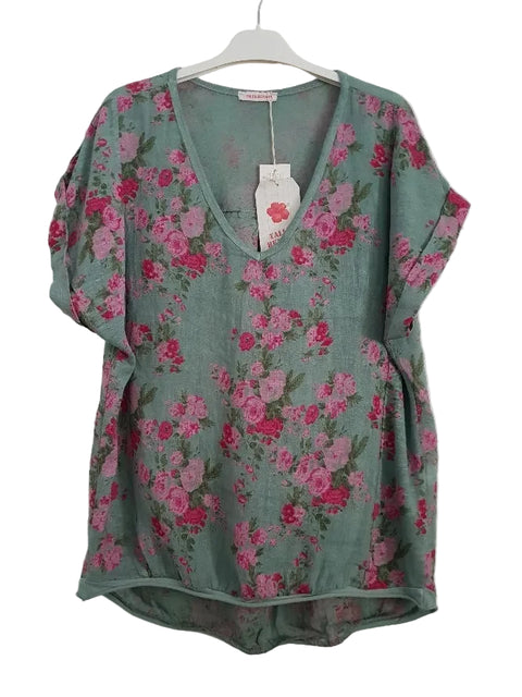 Floral Italian Linen Tee