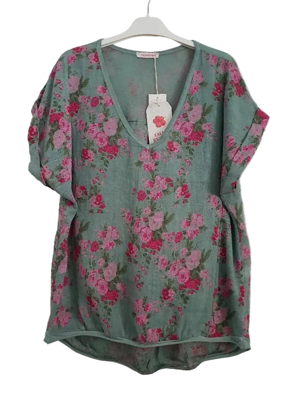 Floral Italian Linen Tee