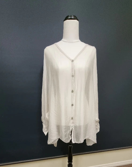Frederic silk button up top