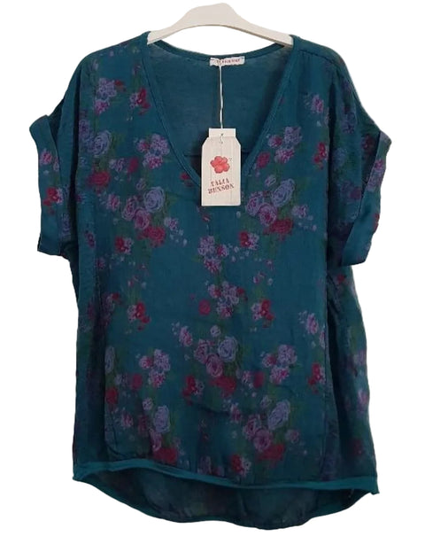 Floral Italian Linen Tee