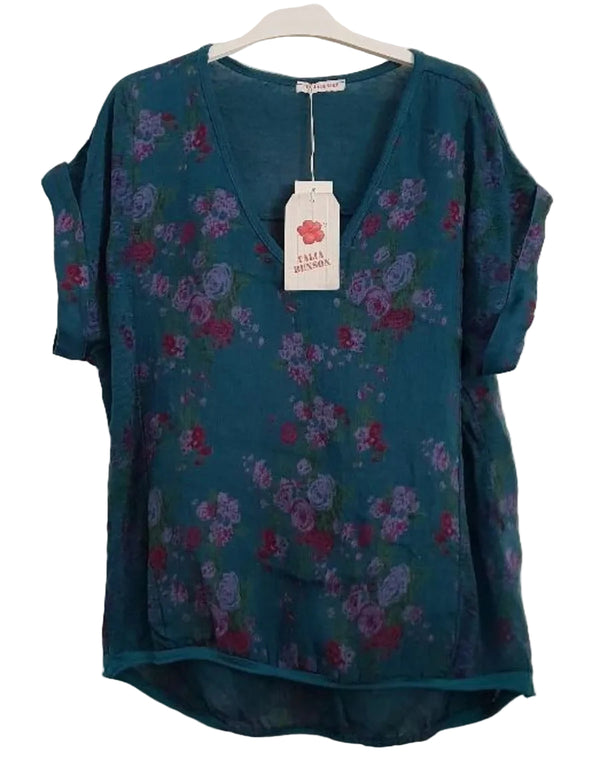 Floral Italian Linen Tee