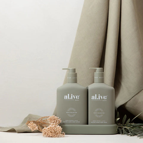 al.ive body Wash & Lotion Duo + Tray GREEN PEPPER & LOTUS