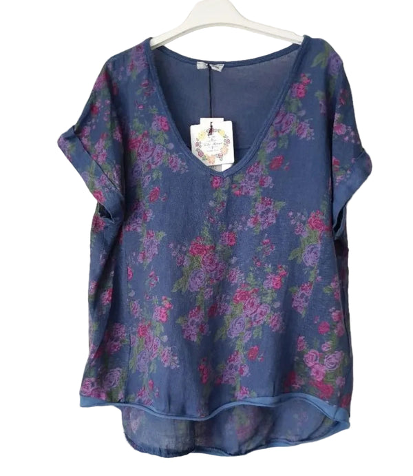 Floral Italian Linen Tee