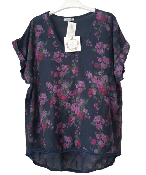Floral Italian Linen Tee