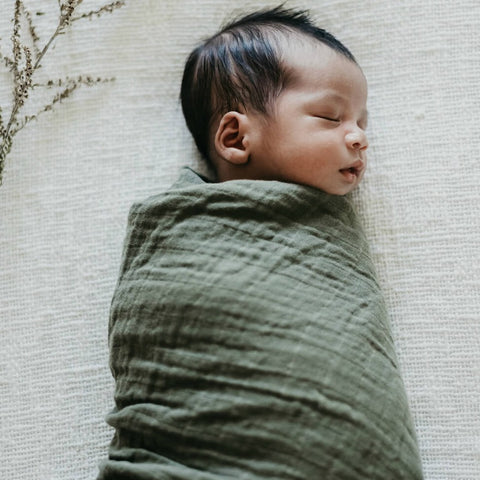 Dusty Olive Organic Muslin Wrap