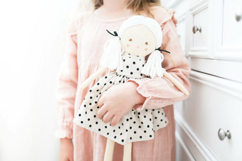 Alimrose-Frankie Doll- Black Linen Spot