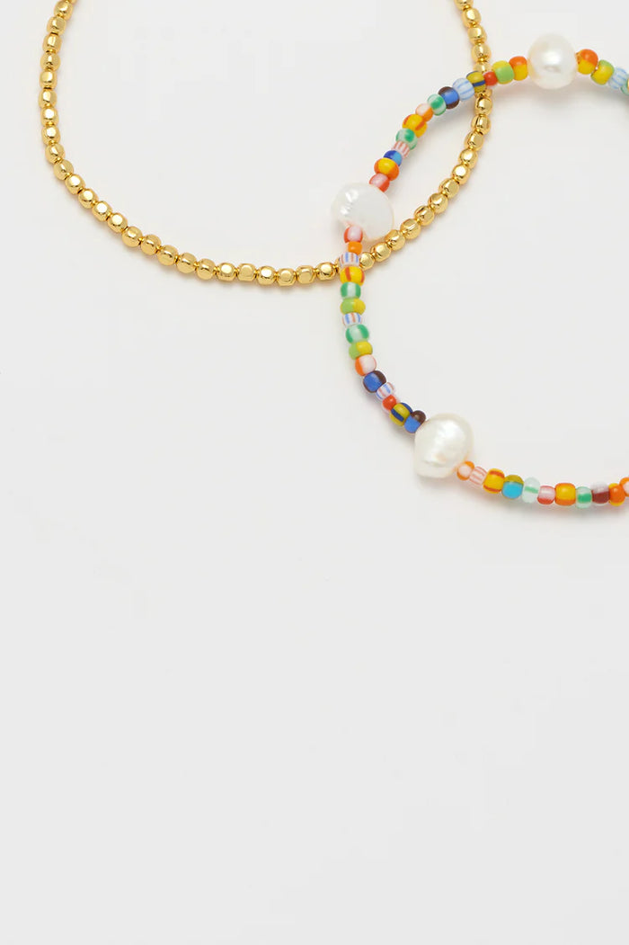 Estella Bartlett-Two Pack Bracelets - Gold And Multi Beads