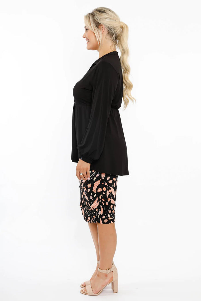 PQ Collection RUCHE SKIRT IN NIGHT BLOSSOM